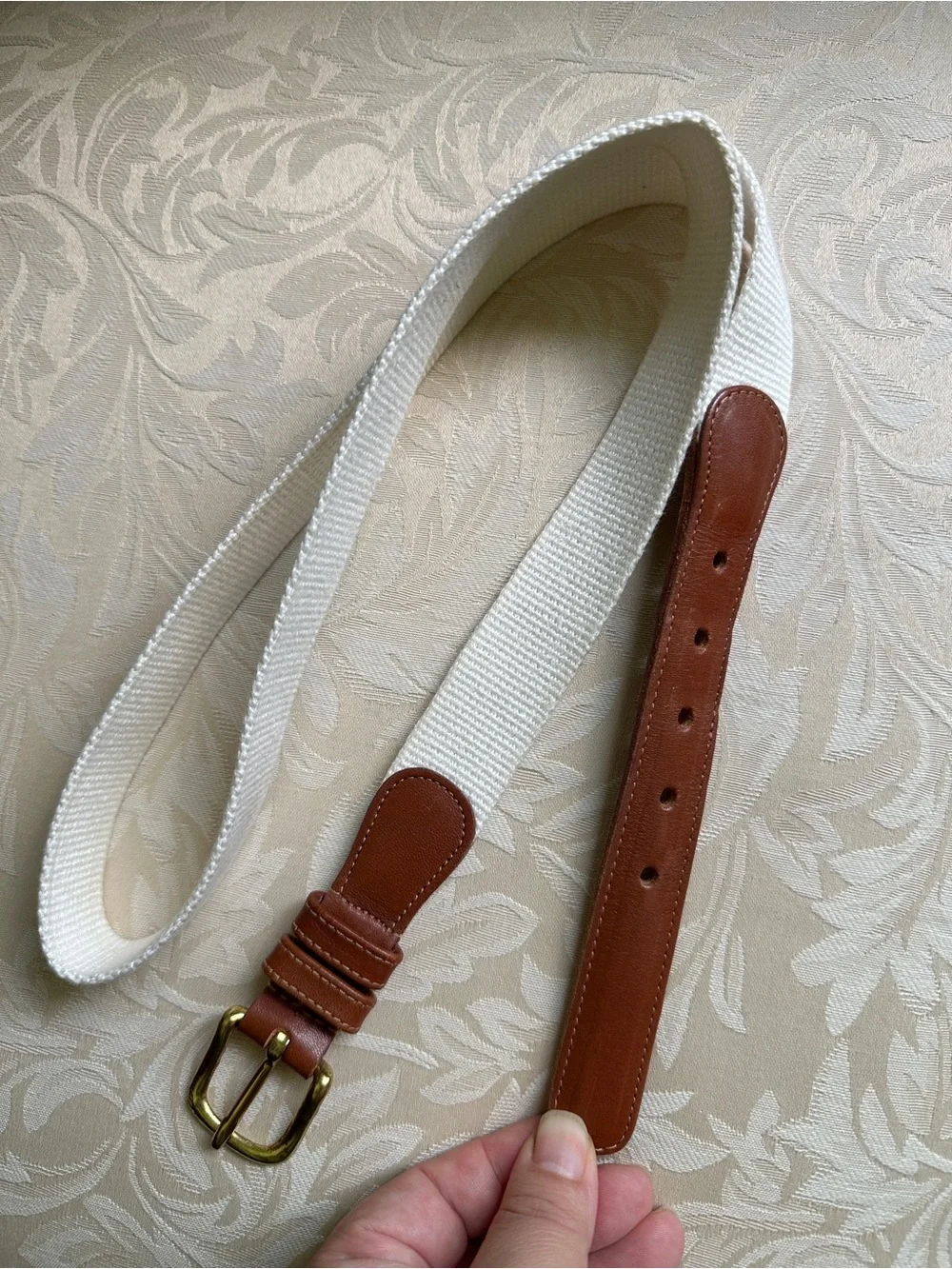 vintage Coach natural linen and leather belt (Style 3815) Sz M 40”